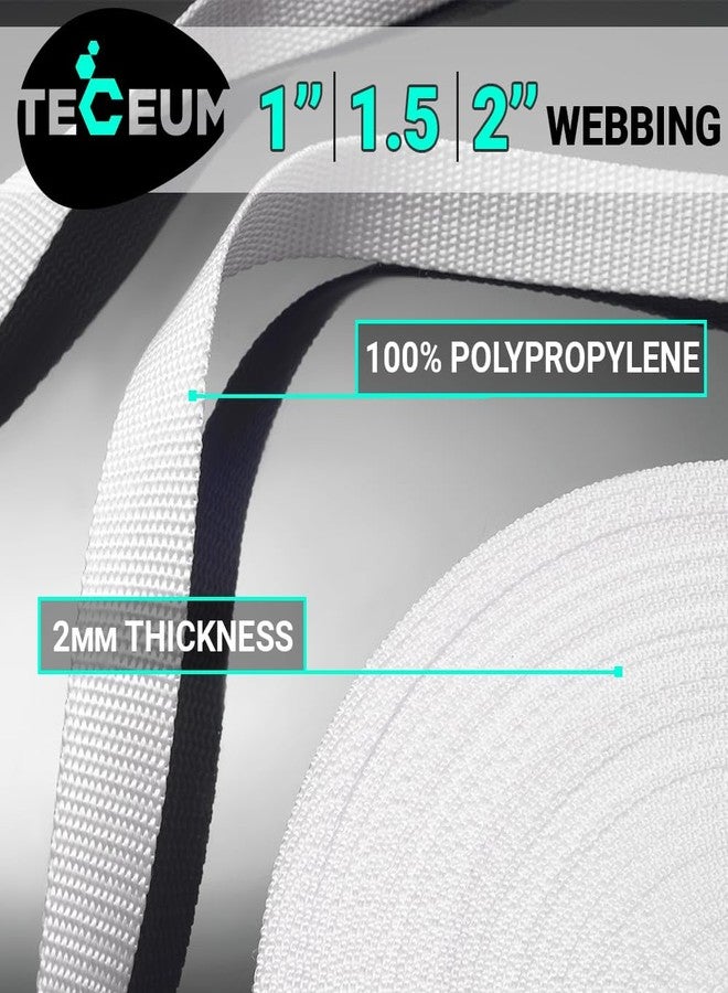 TECEUM 1.5 Inch Webbing – White – 25 Yards – 1.5” Webbing for Climbing Outdoors Indoors Crafting DIY nw - Image 2
